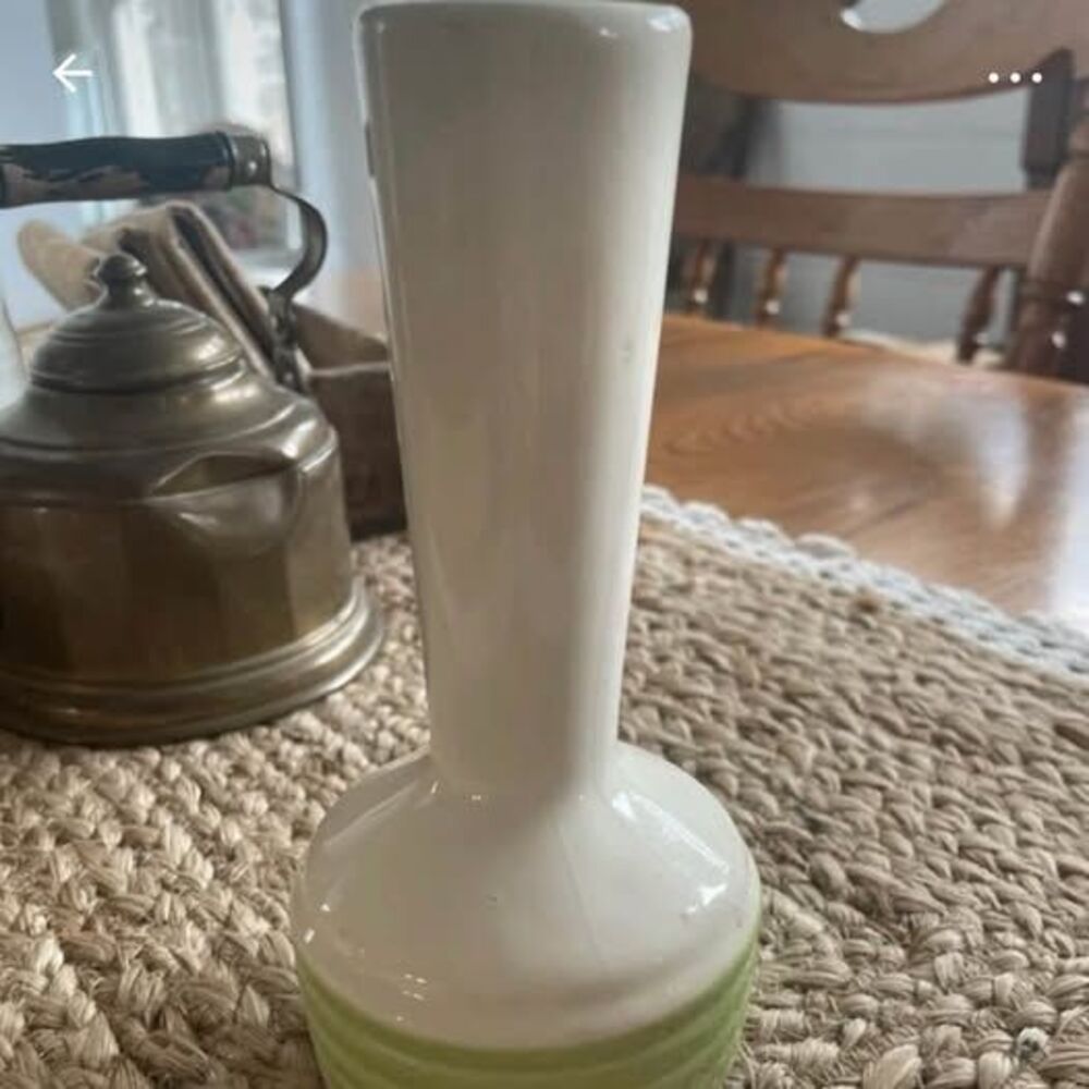 Vintage Haeger USA Ceramic White and Green Bud Vase